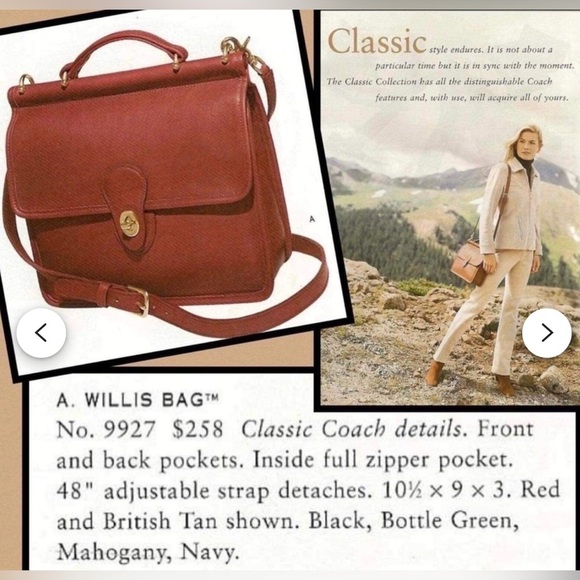 Coach Willis #9927 Mahogany Brown Leather Bag Vintage Brass/Gold Hardware - Picture 9 of 9